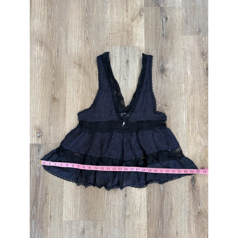 Free People Intimately Lace Babydoll Tank Women S Black Boho Tiered Fairy Gothic